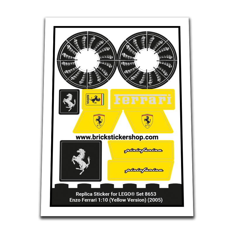 Replacement Sticker for Set 8653 - Enzo Ferrari (Yellow) 1:10