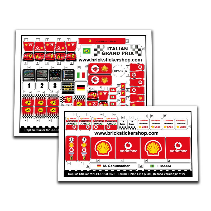 Replacement Sticker for Set 8672 - Ferrari Finish Line (Massa Version)