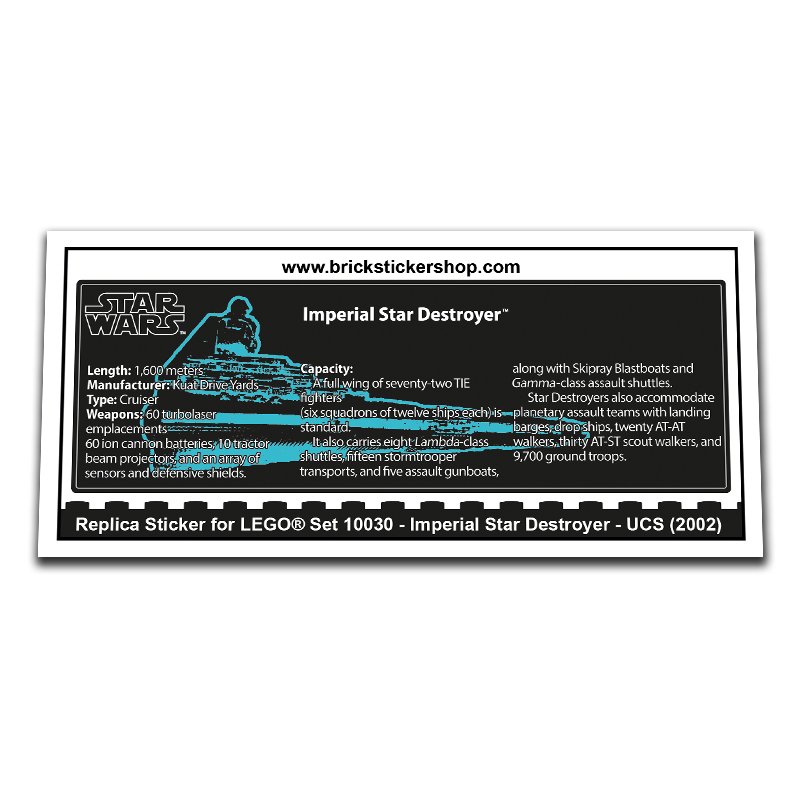 Replacement Sticker for Set 10030 - Imperial Star Destroyer - UCS