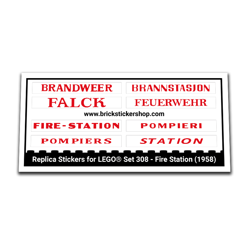 Replacement Sticker for Set 308 - Fire Station