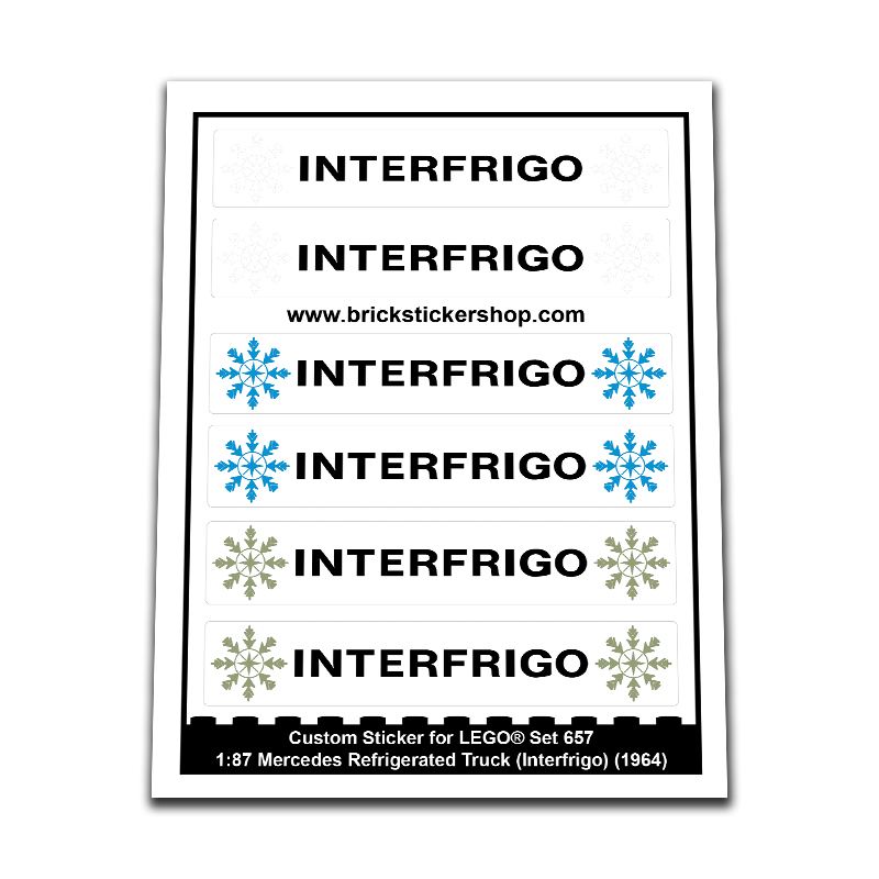 Replacement Sticker for Set 657 - 1:87 Mercedes Refrigerated Truck (Interfrigo)