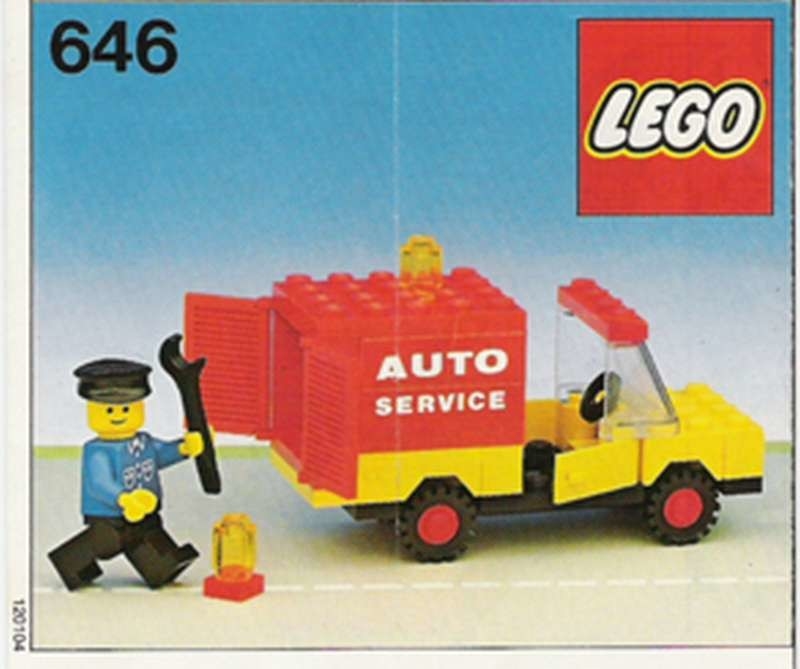 Lego 2 x Stein 1x4 rot mit Aufkleber Auto Service aus Set 646 