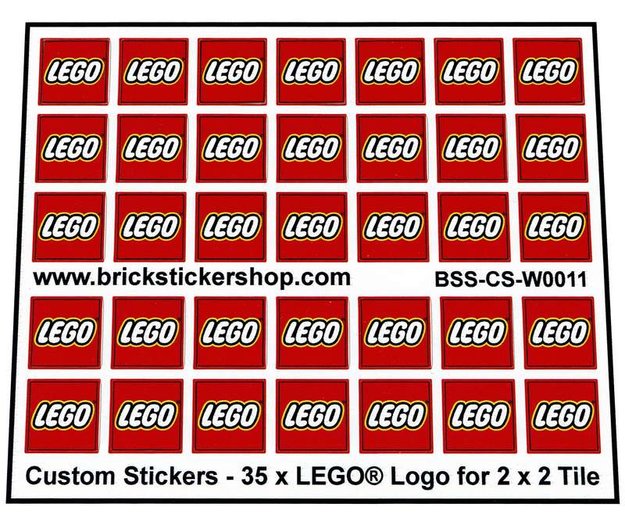 Custom Stickers 35 X With Lego Logo For Tile 2x2 Brickstickershop