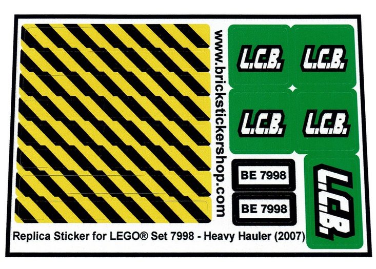 Precut Custom Replacement Stickers for Lego Set 7998 Heavy Hauler