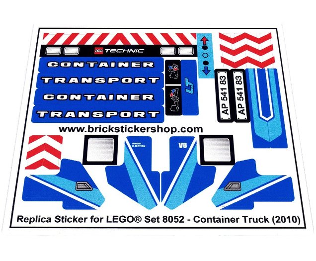 Precut Custom Replacement Stickers for Lego Set 8052 Container Truck