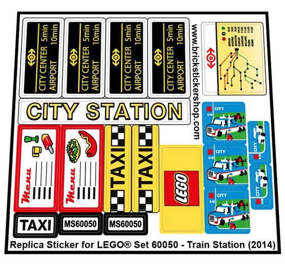 Precut Custom Replacement Stickers for Lego Set 60050 Train Station
