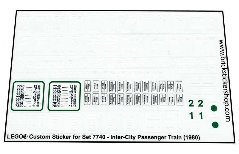7722 105 pieces Lego Sticker-ersatzset Railway Train Sticker DB 12V eg 7740