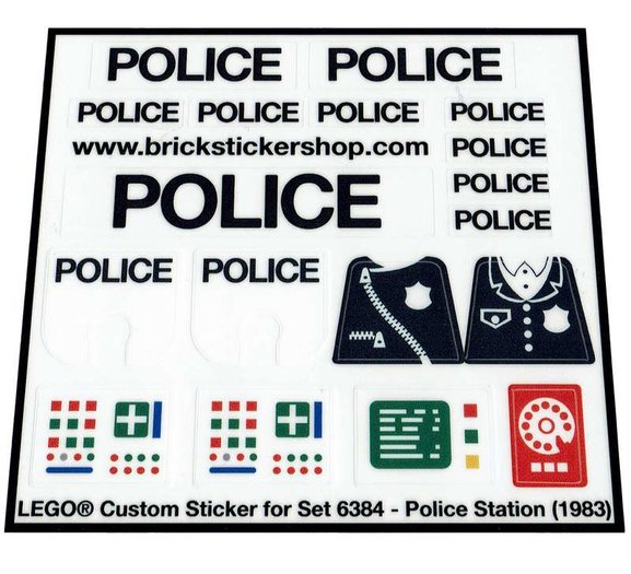 Precut Custom Replacement Stickers for Lego Set 6384 Police Station