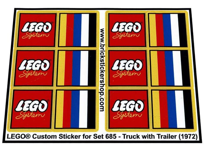 Precut Custom Replacement Stickers for Lego Set 685 Truck with