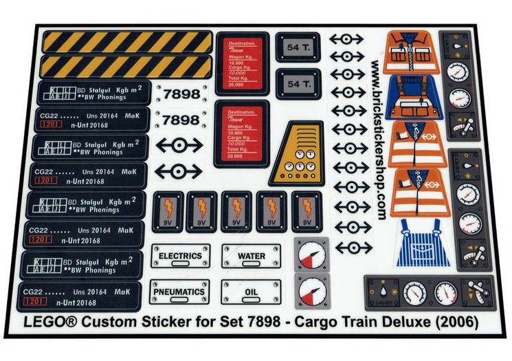 Precut Custom Replacement Stickers for Lego Set 7898 Cargo Train Deluxe (2006)