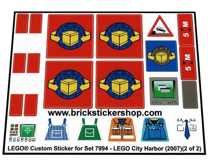 Precut Custom Replacement Stickers for Lego Set 7994 LEGO City Harbor