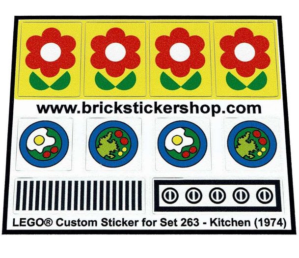 1974 Kitchen Set Precut Custom Replacement Stickers for Lego Set 263