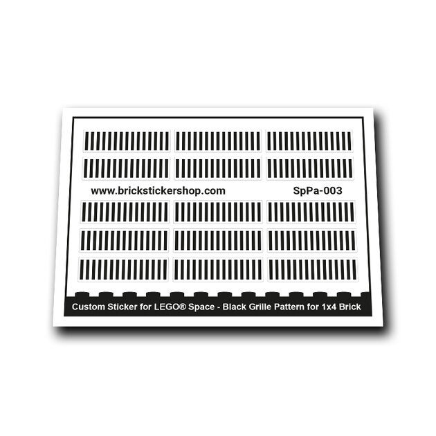 Custom Sticker - Black Grille Pattern for 1x4 Brick - BrickStickerShop
