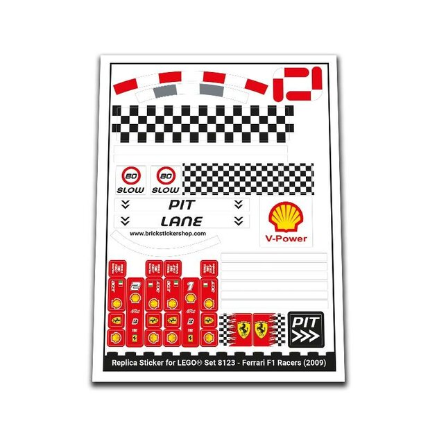 Ferrari Racing Number Stickers Replacement Sticker for Set 8123 - Ferrari F1 Racers - BrickStickerShop