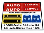 Tow Truck and Car 1978 Replica Sticker for Lego® Town Traffic set 642