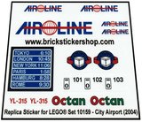 Precut Custom Replacement Stickers for Lego Set 10159 - City Airport (2004)_