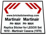 Precut Custom Replacement Stickers for Lego Set 1610 - Martinair Cessna (1978)_