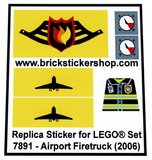 Precut Custom Replacement Stickers for Lego Set 7891 - Airport Firetruck (2006)_