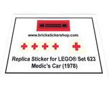 Precut Custom Replacement Stickers for Lego Set 623 - Medic's Car (1973)_