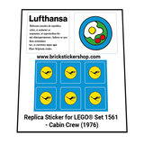 Lego Set 1561 - Cabin Crew (1976) - Precut custom sticker