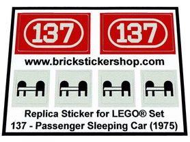 Replacement Sticker for Set 137 - Passenger Sleeping Car