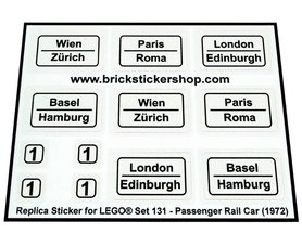 Replacement Sticker for Set 131 - Passenger Rail Car