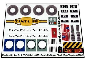 Replacement sticker fits LEGO 10020 - Santa Fe Super Chief (Blue Version)