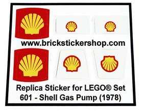 Replacement sticker fits LEGO 601 - Shell Gas Pump