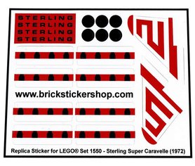 Precut Custom Replacement Stickers voor Lego Set 1550 - Sterling Super Caravelle (1972)