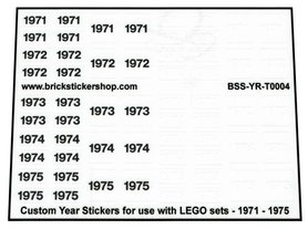 Custom Year Stickers for use with LEGO sets - 1971 - 1975