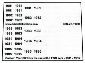 Custom Year Stickers for use with LEGO sets - 1981 - 1985