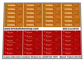 Custom Container Stickers for LEGO set 10241 - MAERSK Triple E (Set 03)