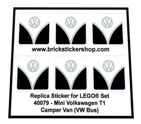 Replacement sticker fits LEGO 40079 - Mini Volkswagen T1 Camper Bus (VW Bus - Black Version)