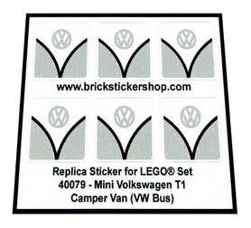 Replacement Sticker for Set 40079 - Mini Volkswagen T1 Camper Bus (VW Bus - Light Bluish Gray Version)