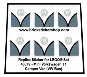 Replacement Sticker for Set 40079 - Mini Volkswagen T1 Camper Bus (VW Bus - Dark Bluish Gray Version)