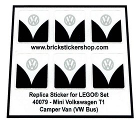 Replacement sticker Lego  40079 - Mini Volkswagen T1 Camper Bus (VW Bus - All Black Version)