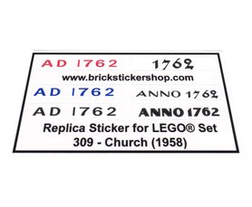 Precut Custom Replacement Stickers for Lego Set 309 - Church (1958)