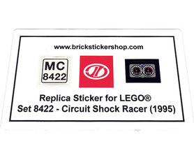Custom Replacement sticker voor Lego set 8422 - Circuit Shock Racer (1995)