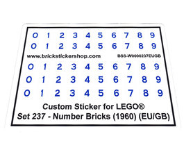 Replacement sticker fits LEGO 237 - Number Bricks (EU/GB)