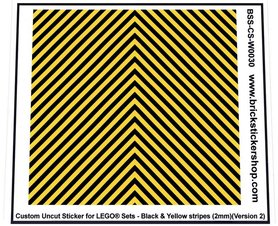 Uncut Vinyl sticker with Black & Yellow Stripes (version 2, 2mm) for use with LEGO® sets