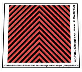 Uncut Vinyl sticker with Orange & Black Stripes (version 2, 3mm) for use with LEGO® sets