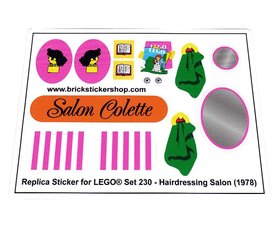 Precut Custom Replacement Stickers for Lego Set 230 - Hairdressing Salon (1978)