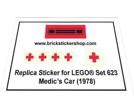 Precut Custom Replacement Stickers for Lego Set 623 - Medic's Car (1973)
