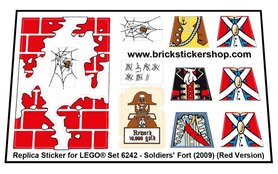 Precut Custom Sticker for LEGO Set 6242 - Soldier's Fort (2009) (Red Version)