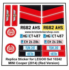 Replacement sticker fits LEGO 10242 - Mini Cooper (Red Version)