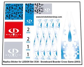 Custom ReplacementSticker for LEGO Set 3538 - Snowboard Boarder Cross Game