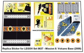 Precut Custom Replacement Sticker for LEGO Set 8637 - Mission 8: Volcano Base (2008)