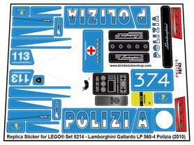 Replacement Sticker for Set 8214 - Lamborghini Gallardo LP 560-4 Polizia