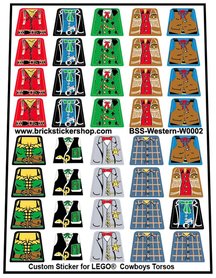 Custom Stickers fits LEGO Cowboys Torsos
