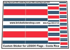 Precut Custom Stickers for LEGO Flags - Flag of Costa Rica